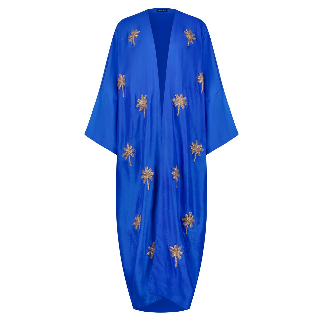 MOROCCAN BLUE W GOLD PALMS ABAYA