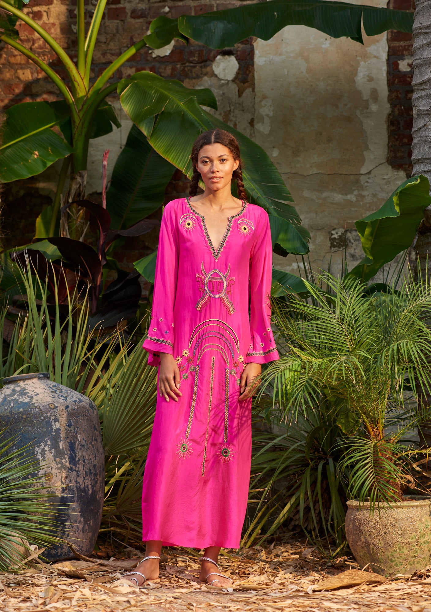 pink kaftan dress India Kaftan Pink