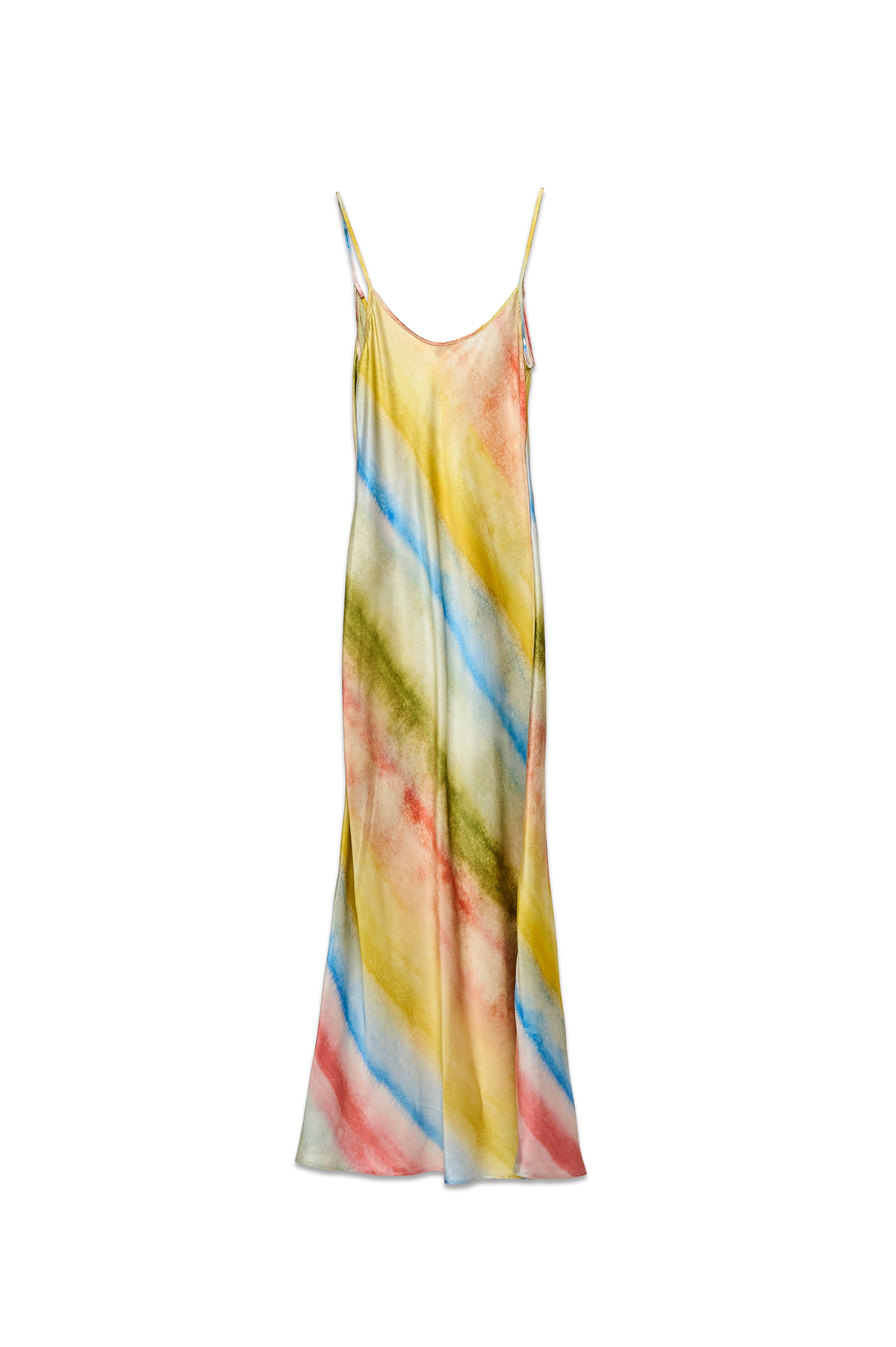 WATERCOLOR STRIPES SILK DRESS