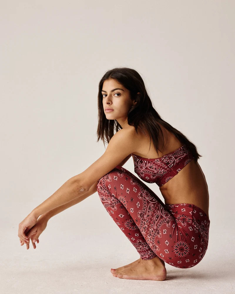 YOGA LEGGINGS BURGUNDY BANDANA