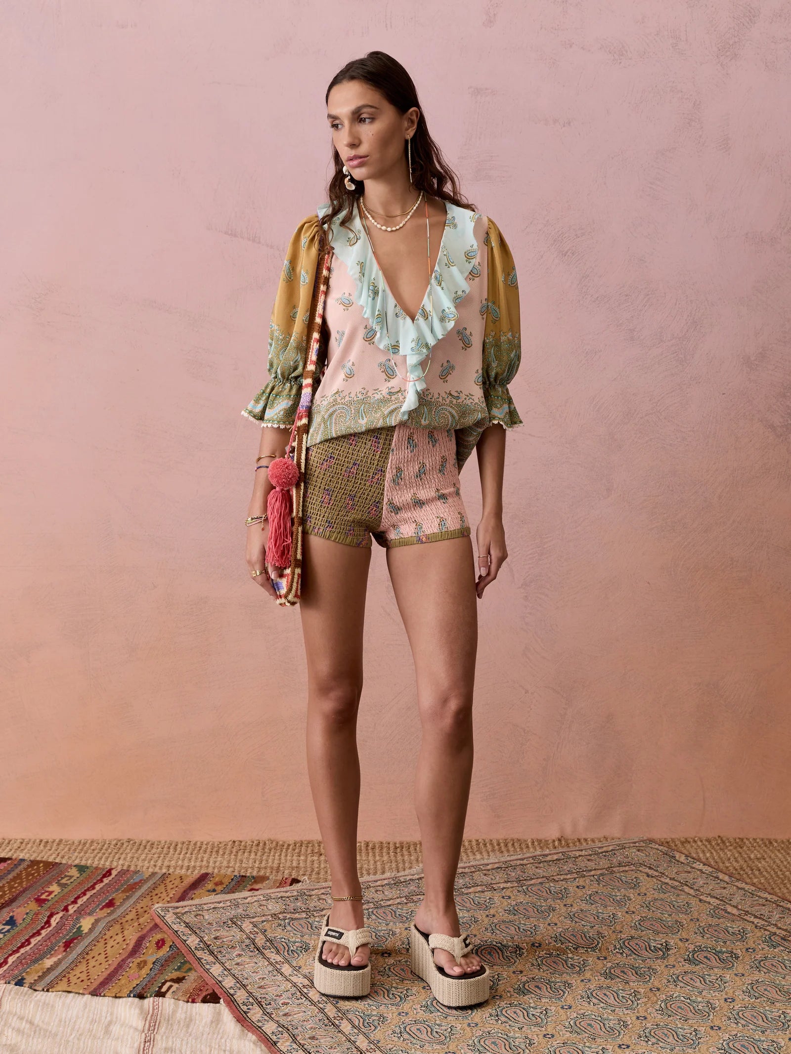 LUCENT SILK RUFFLE BLOUSE
