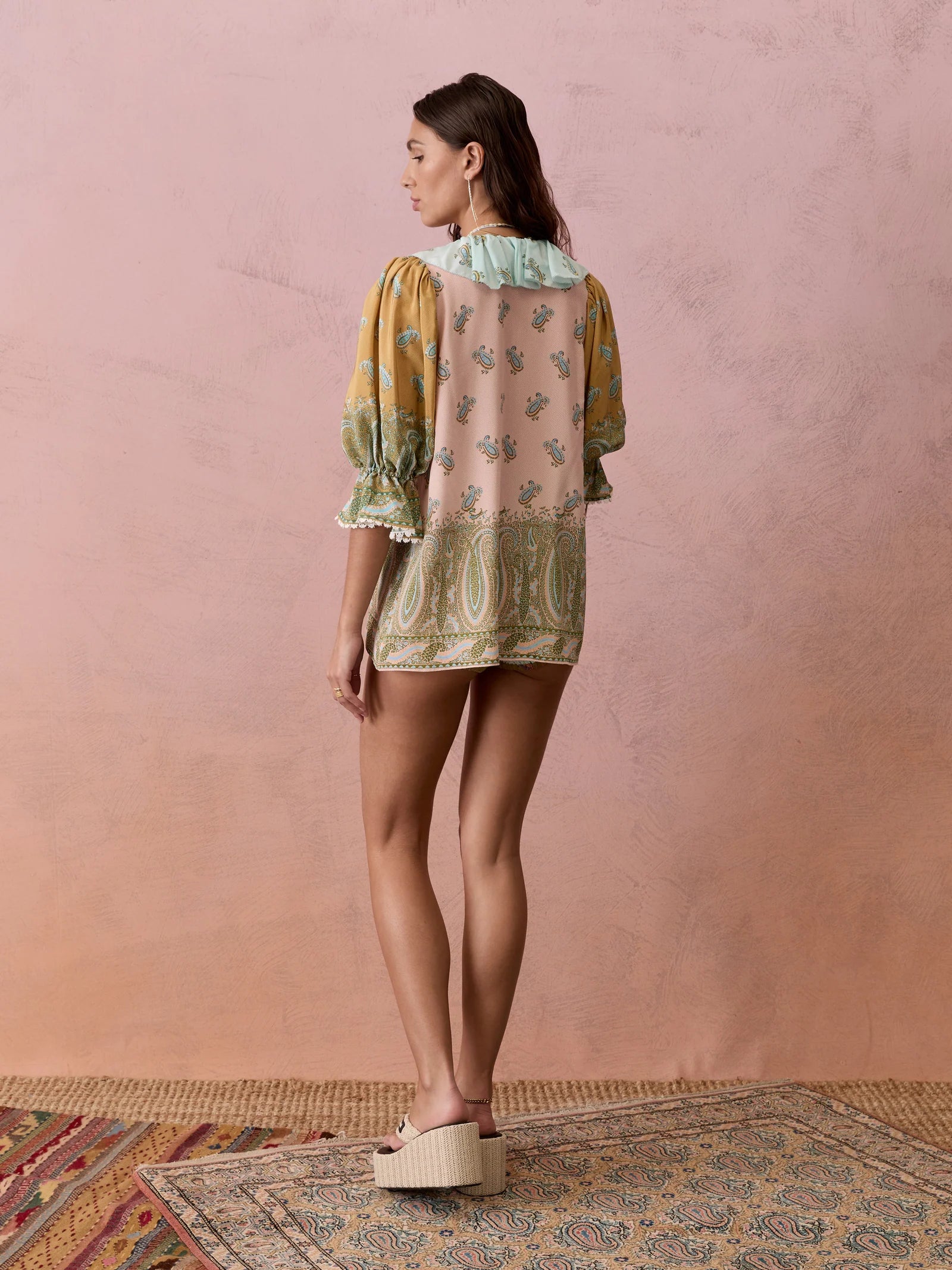 LUCENT SILK RUFFLE BLOUSE