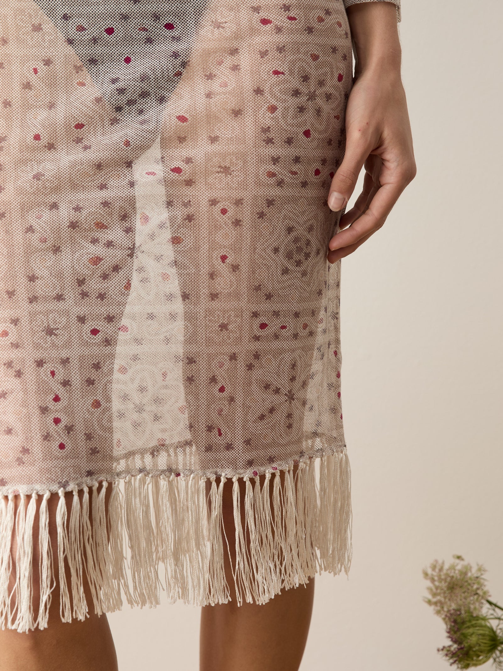 FOLKORA LONG SLEEVE FRINGE DRESS