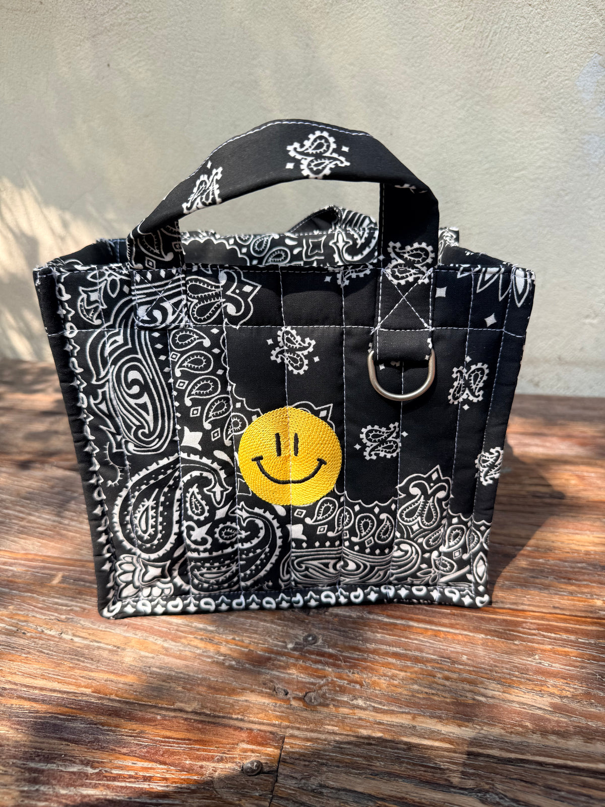 MINI TOTE- HAPPY - ALL BLACK