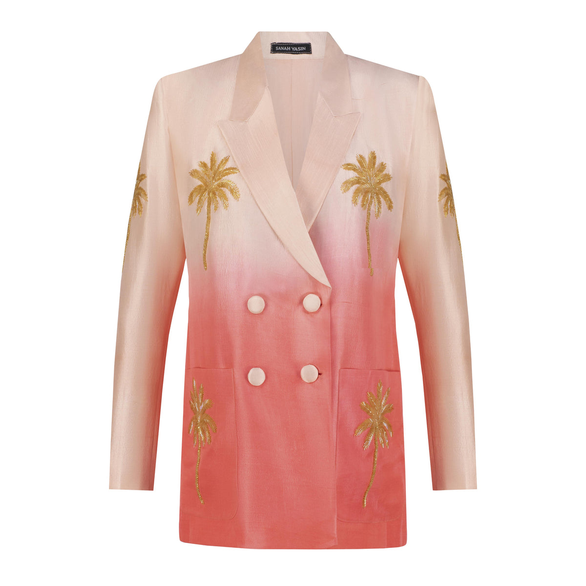 Pink coral ombré silk blazer