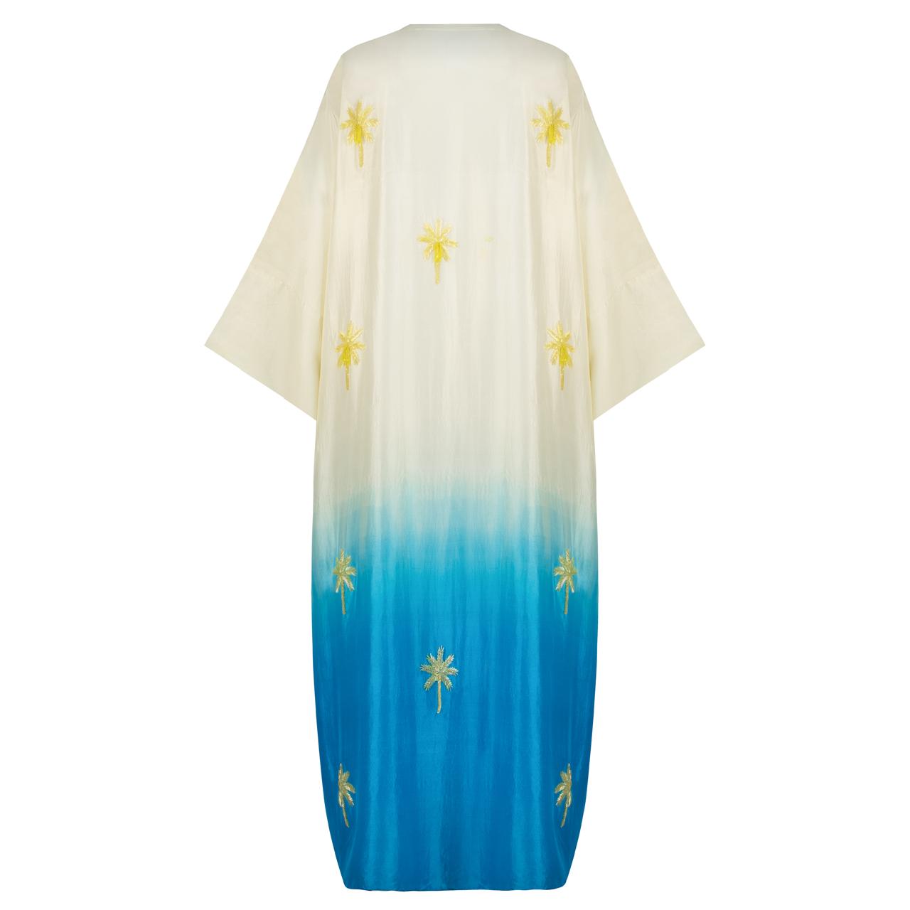 LIGHT BUTTER YELLOW AND BLUE OMBRÉ ABAYA