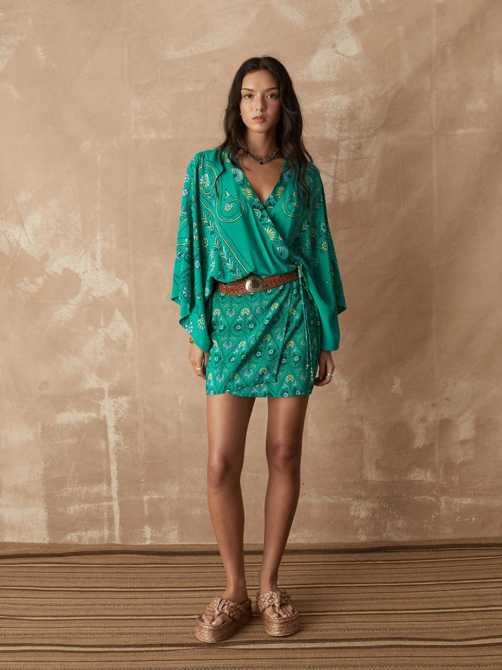 DARJEELING SILK ROBE MINI DRESS