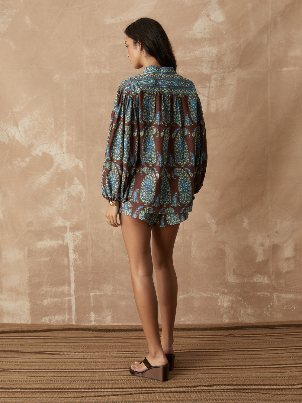 Calico Yoke Smock Blouse back