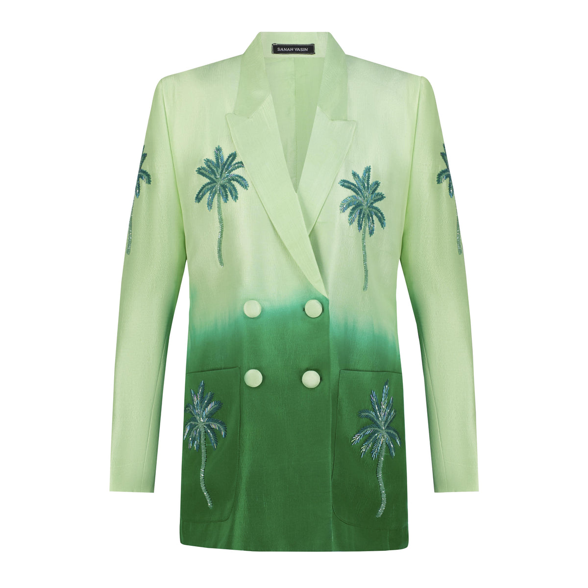 Green tie dye silk blazer