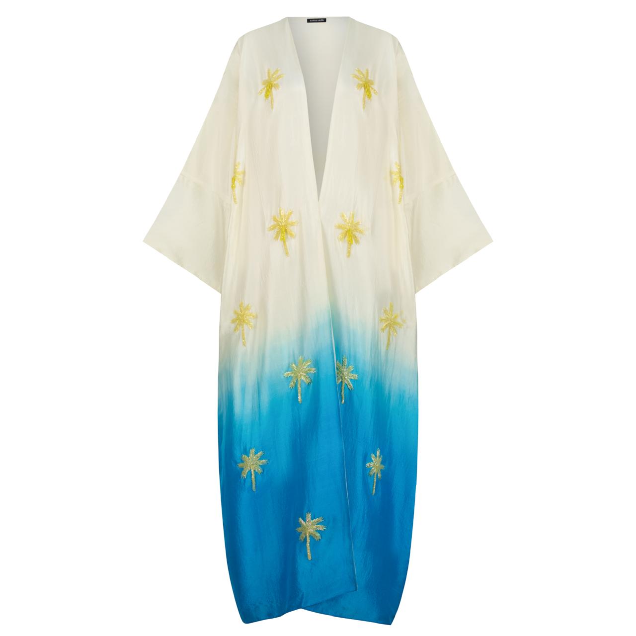 LIGHT BUTTER YELLOW AND BLUE OMBRÉ ABAYA
