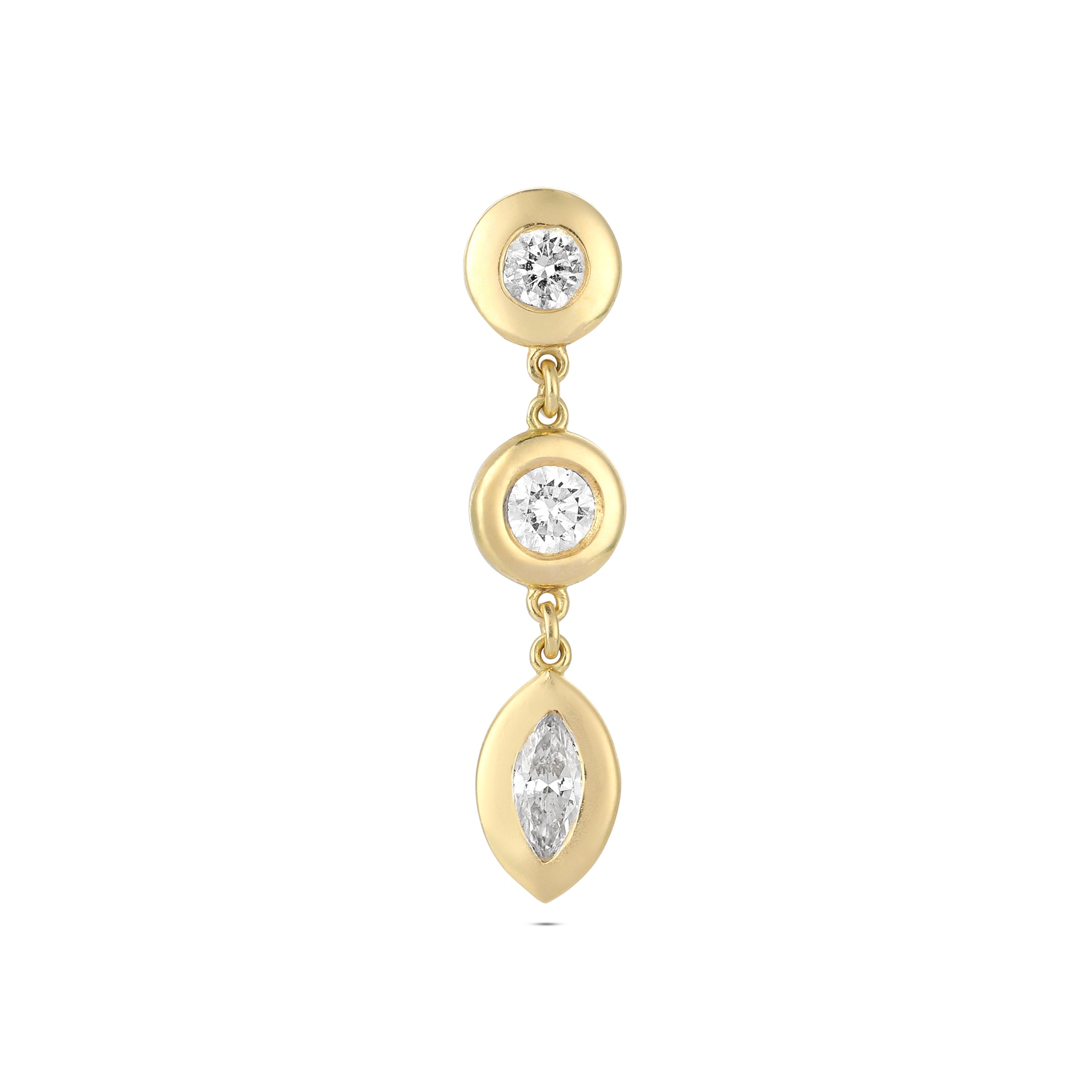 18K Gold Bezel-Set Round and Marquise Diamond Graduated Drop