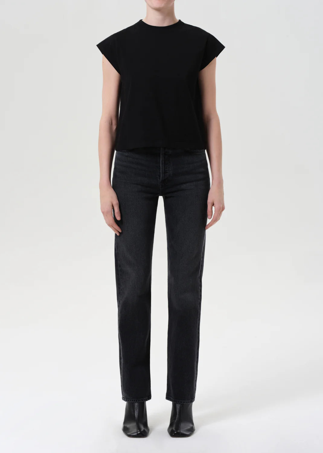 90's Pinch Waist High Rise Straight Long in radius