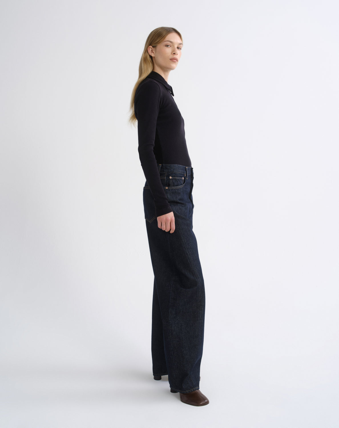 LUNA HIGH RISE PIECED TAPER IN RINSE