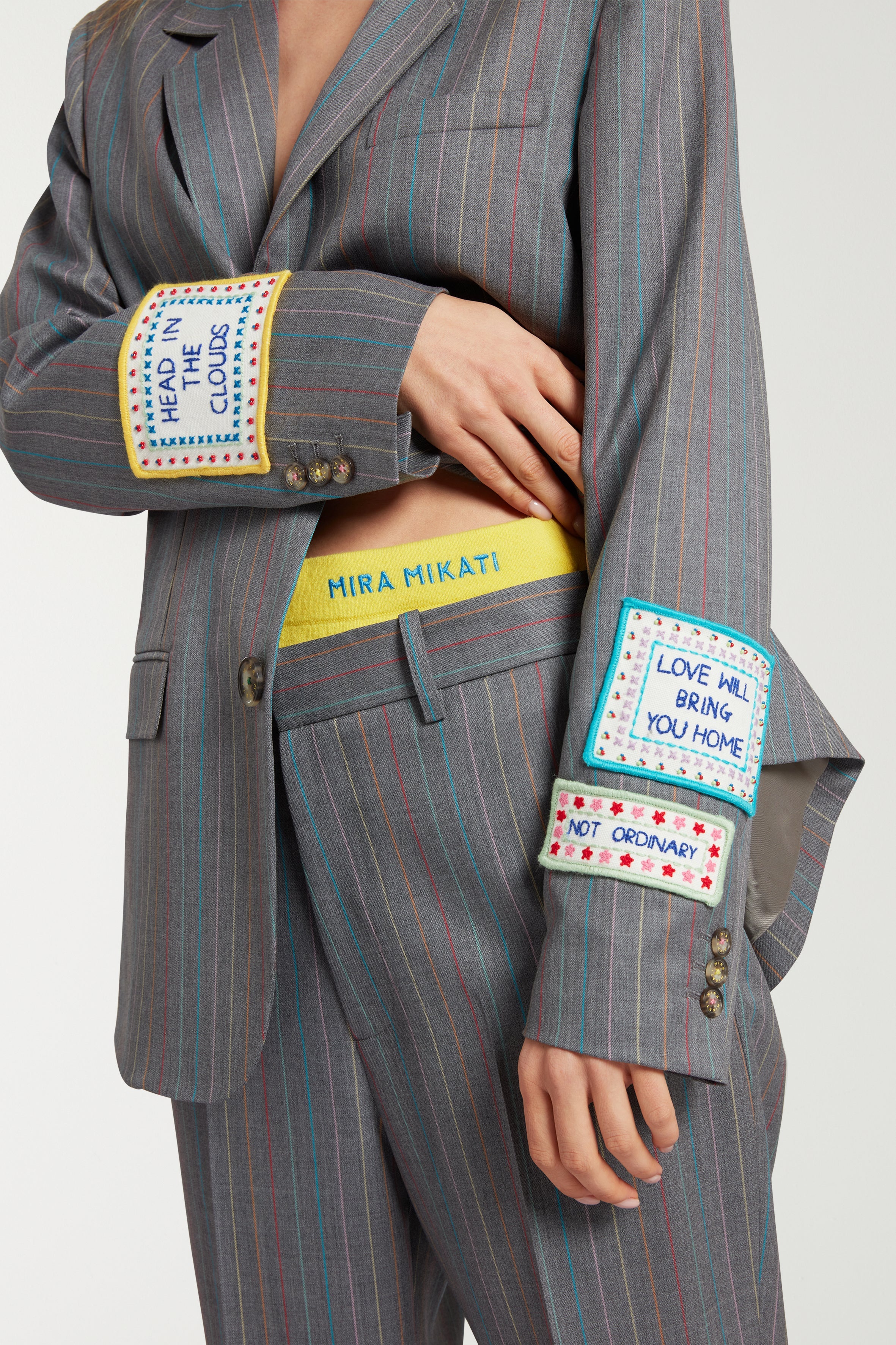 Embroidered Word Patch Single Breasted Jacket