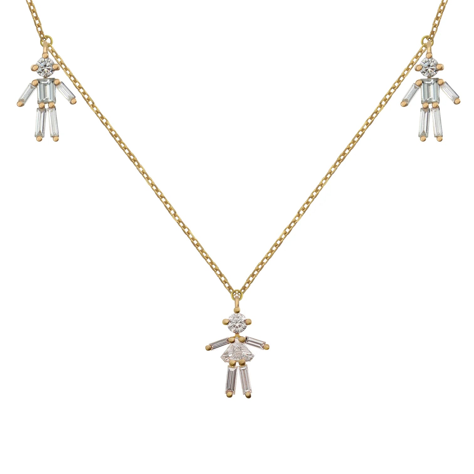 TRIPLE MIXED PENDANT NECKLACE