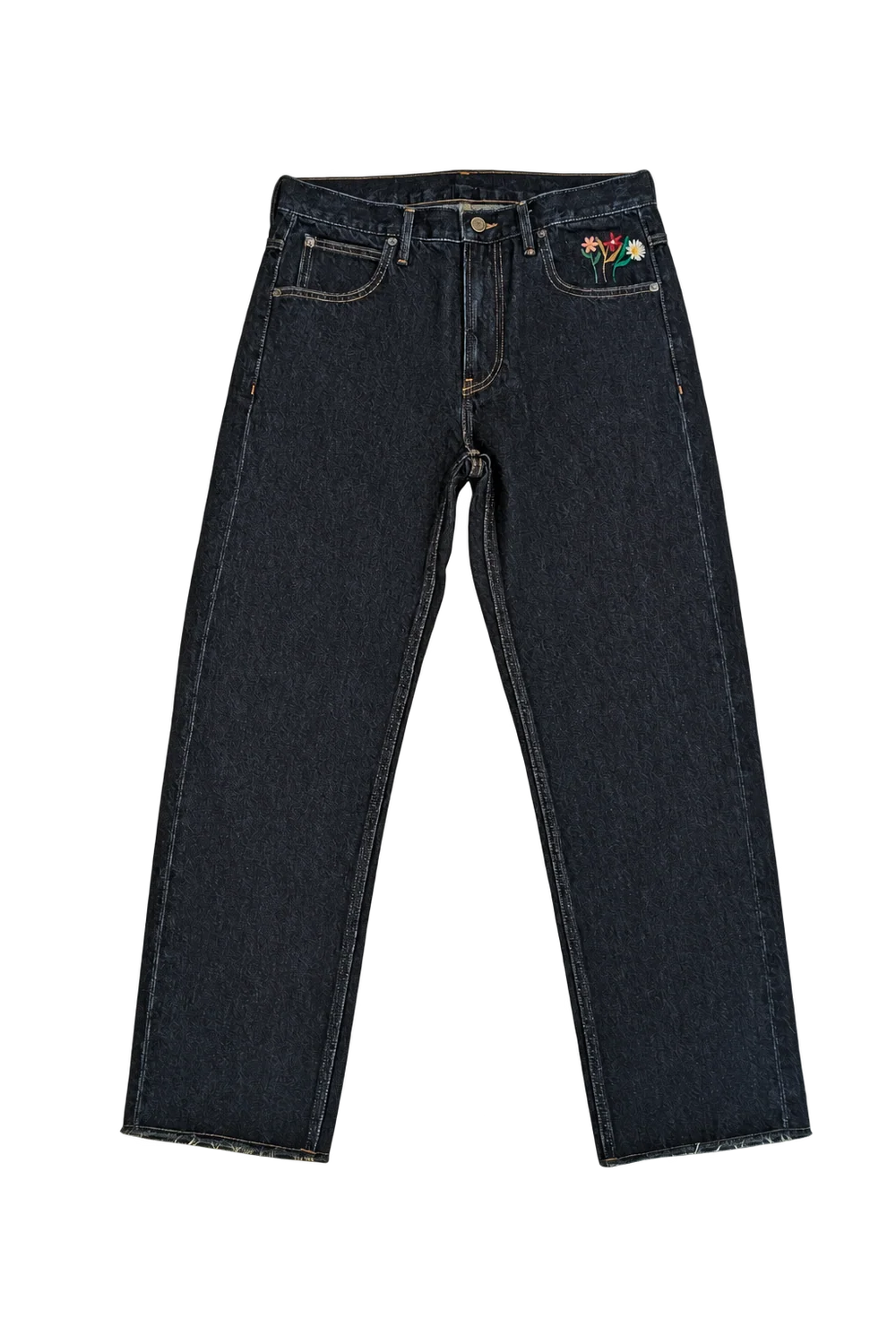 Flower Embroidered Denim Jean