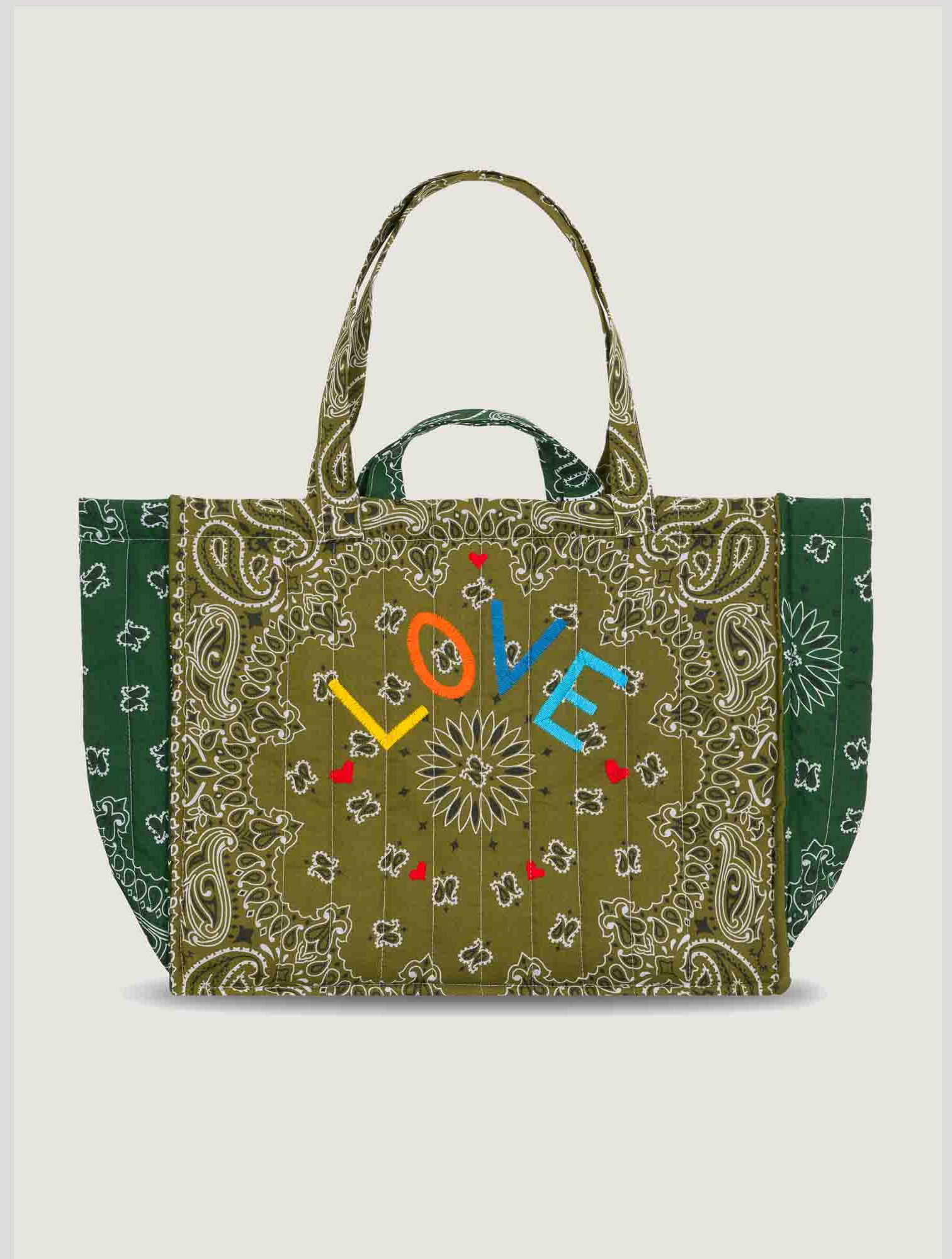 MAXI QUILTED - LOVE - BRONZE/GREEN