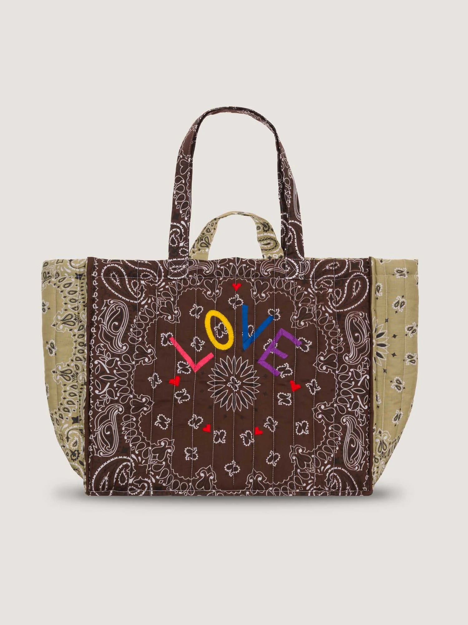 MAXI QUILTED - LOVE - BROWN/BEIGE