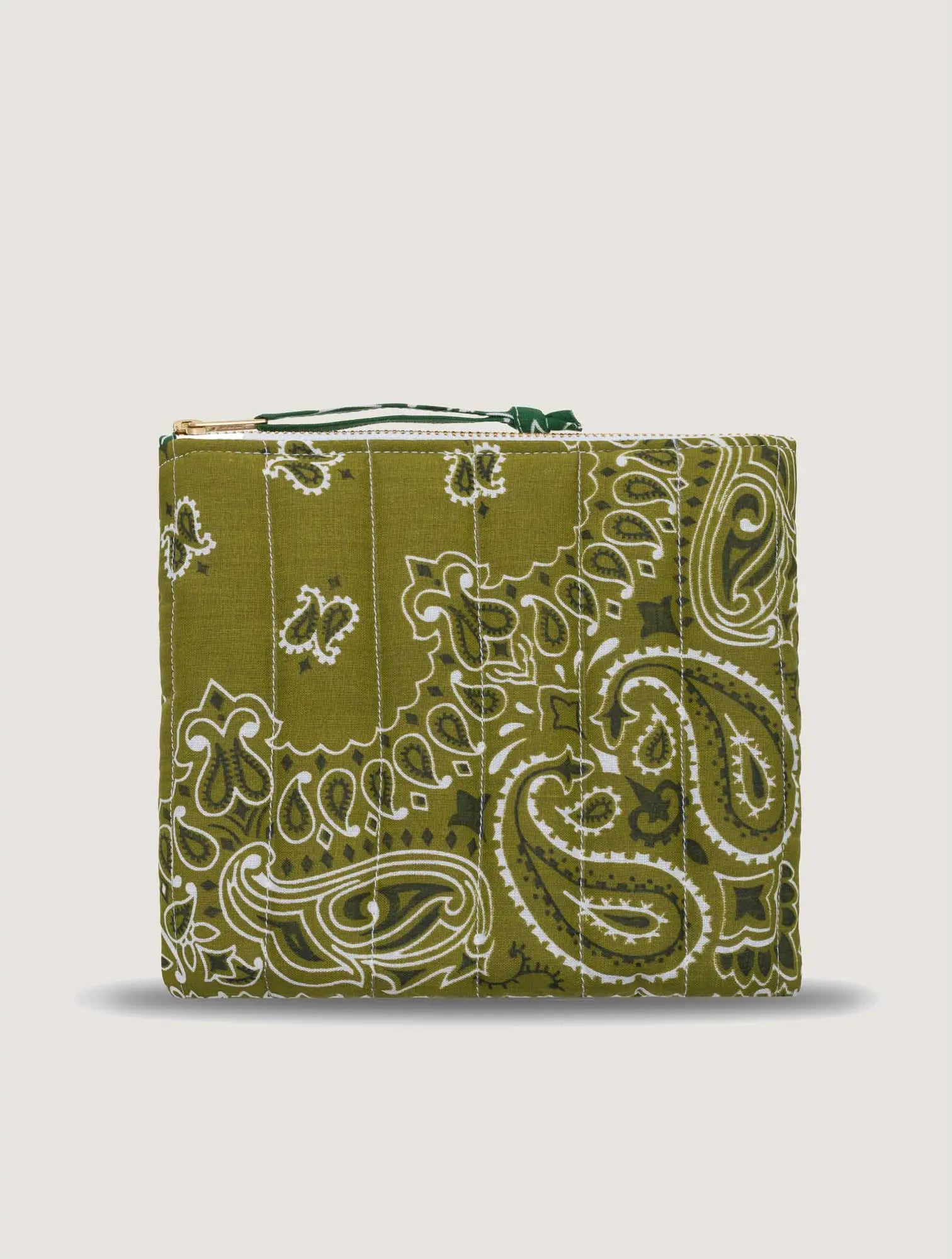 MINI QUILTED POUCH - CLOVER- BRONZE/GREEN
