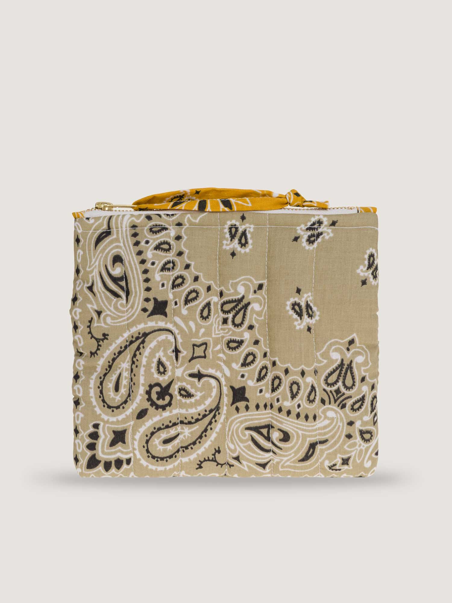 MINI QUILTED POUCH - MUSHROOM - BEIGE/MUSTARD