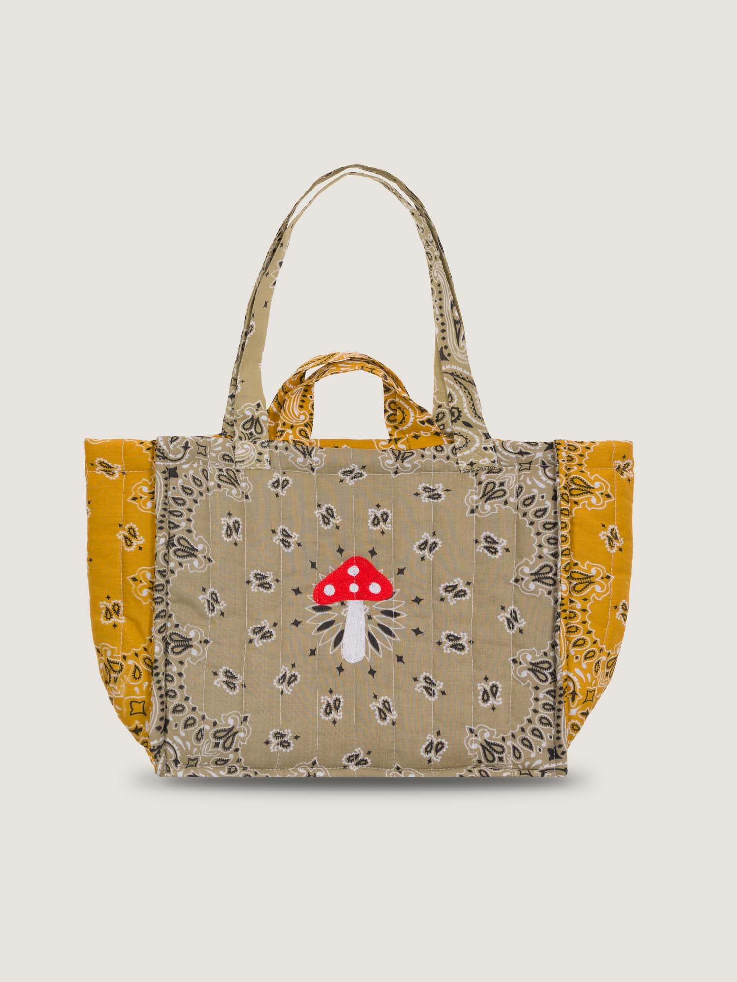 MEDIUM QUILTED - MUSHROOM - BEIGE/MUSTARD