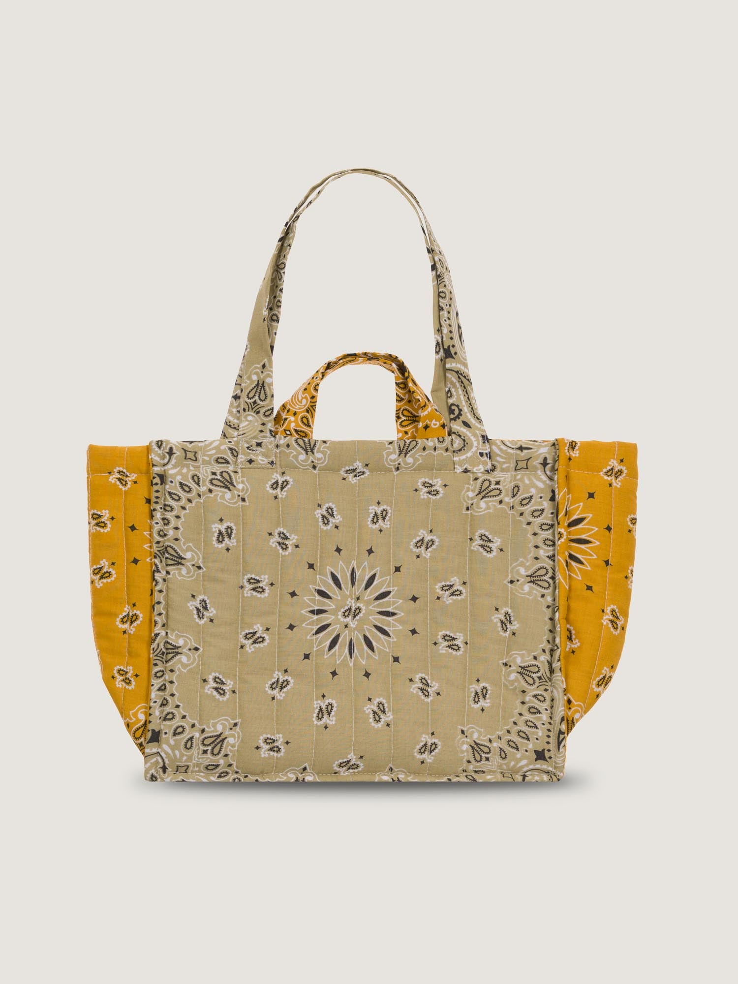 MEDIUM QUILTED - MUSHROOM - BEIGE/MUSTARD