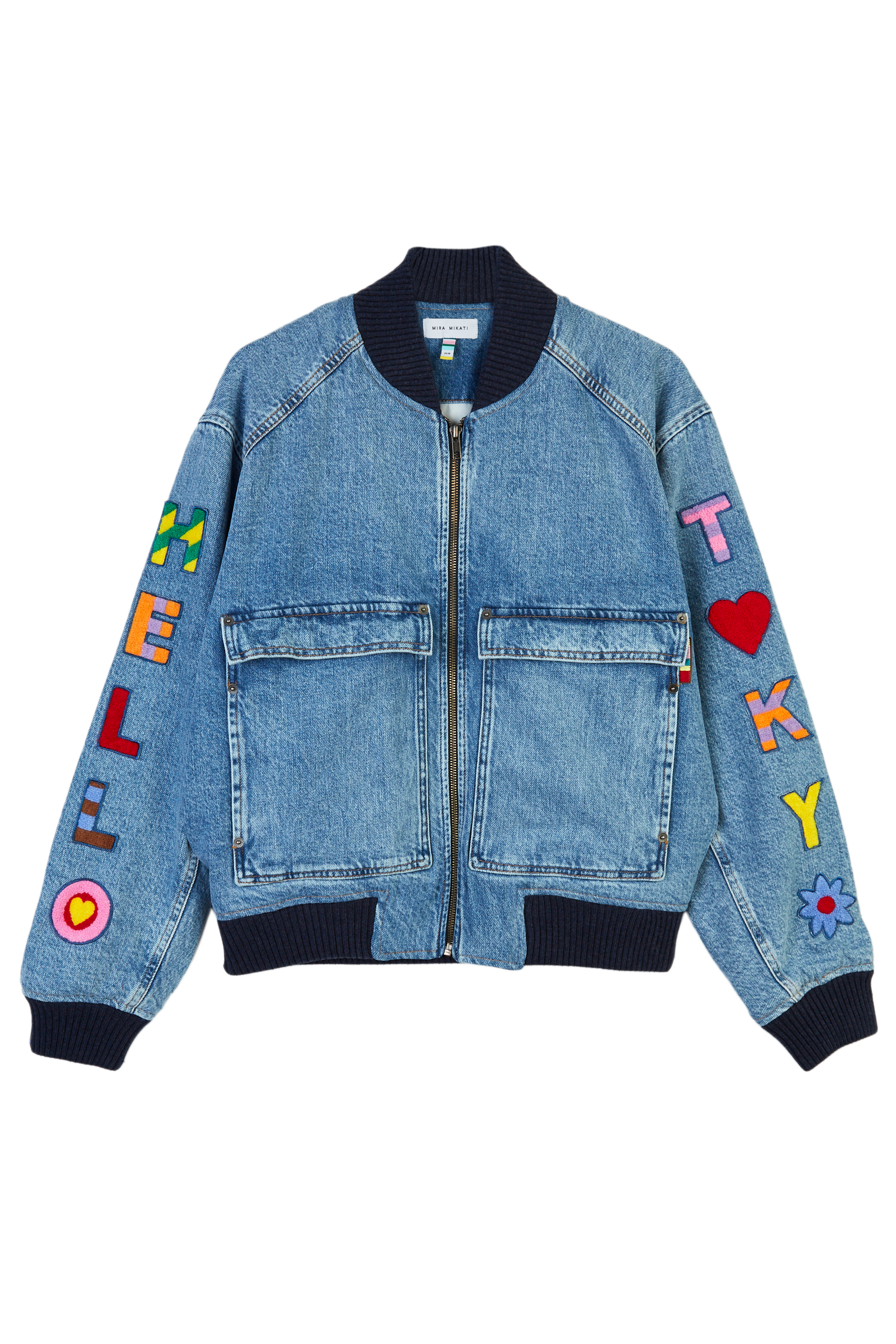 DENIM HELLO TOKYO BOMBER JACKET – CARAVANA DENIM HELLO TOKYO BOMBER JACKET – CARAVANA