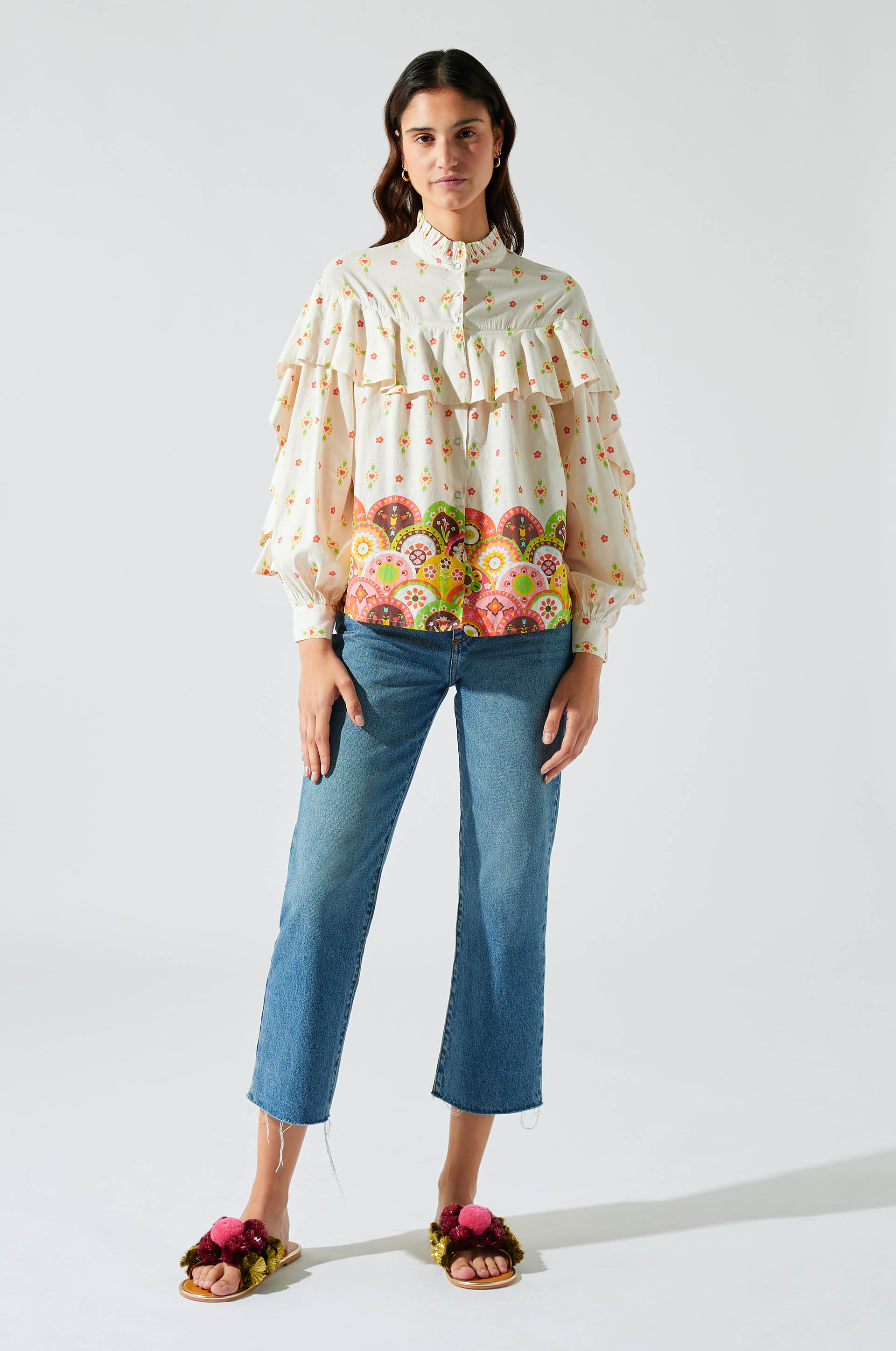 Kilim printed blouse White