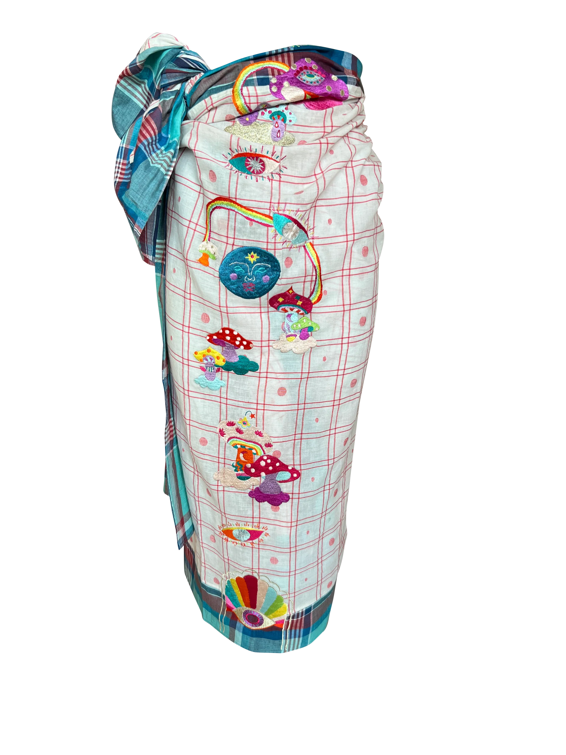 PAREO SKIRT MUSHROOM MANIA CORAL CHECKS