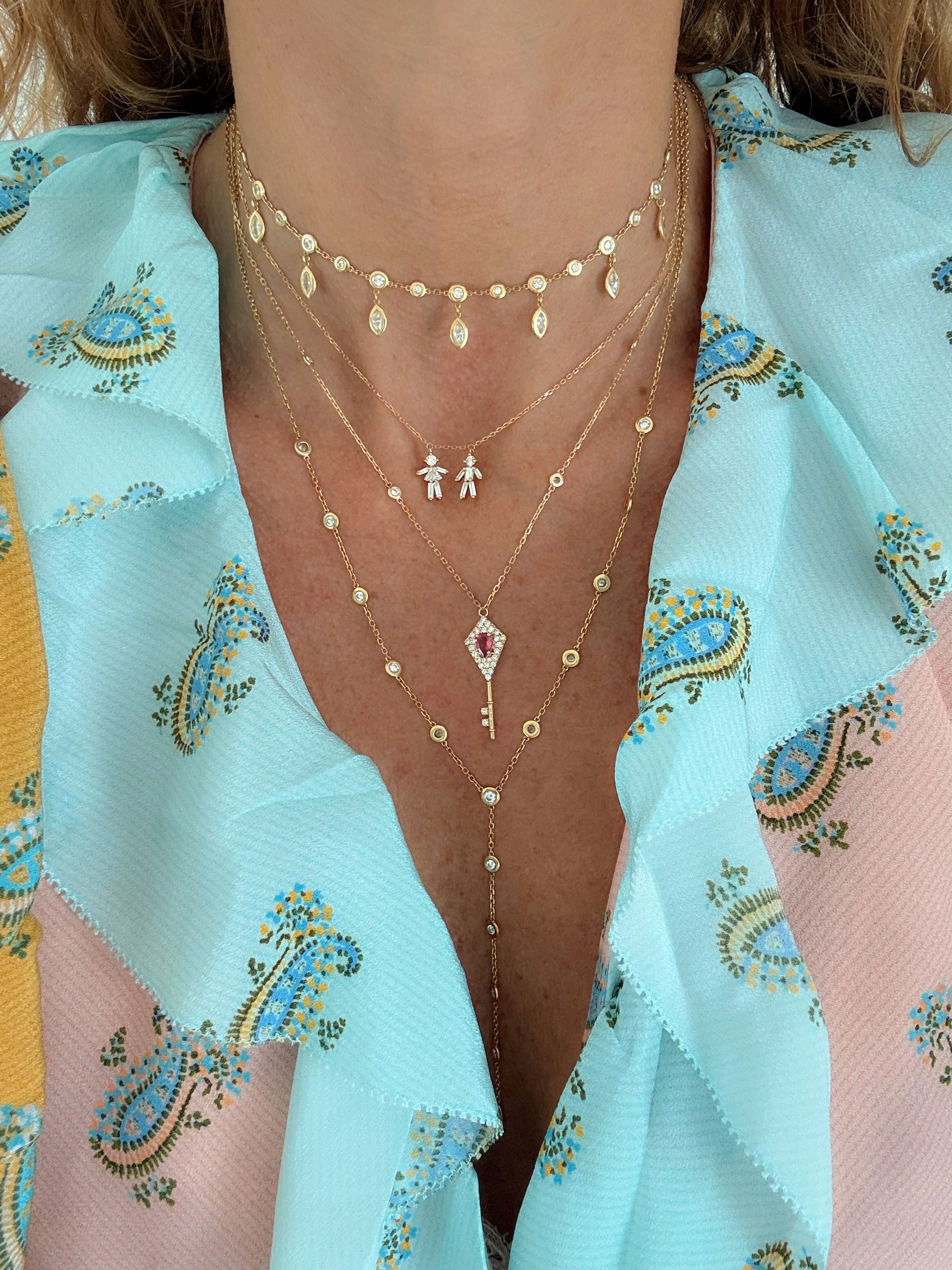 KEY DIAMOND AND TOURMALINE NECKLACE