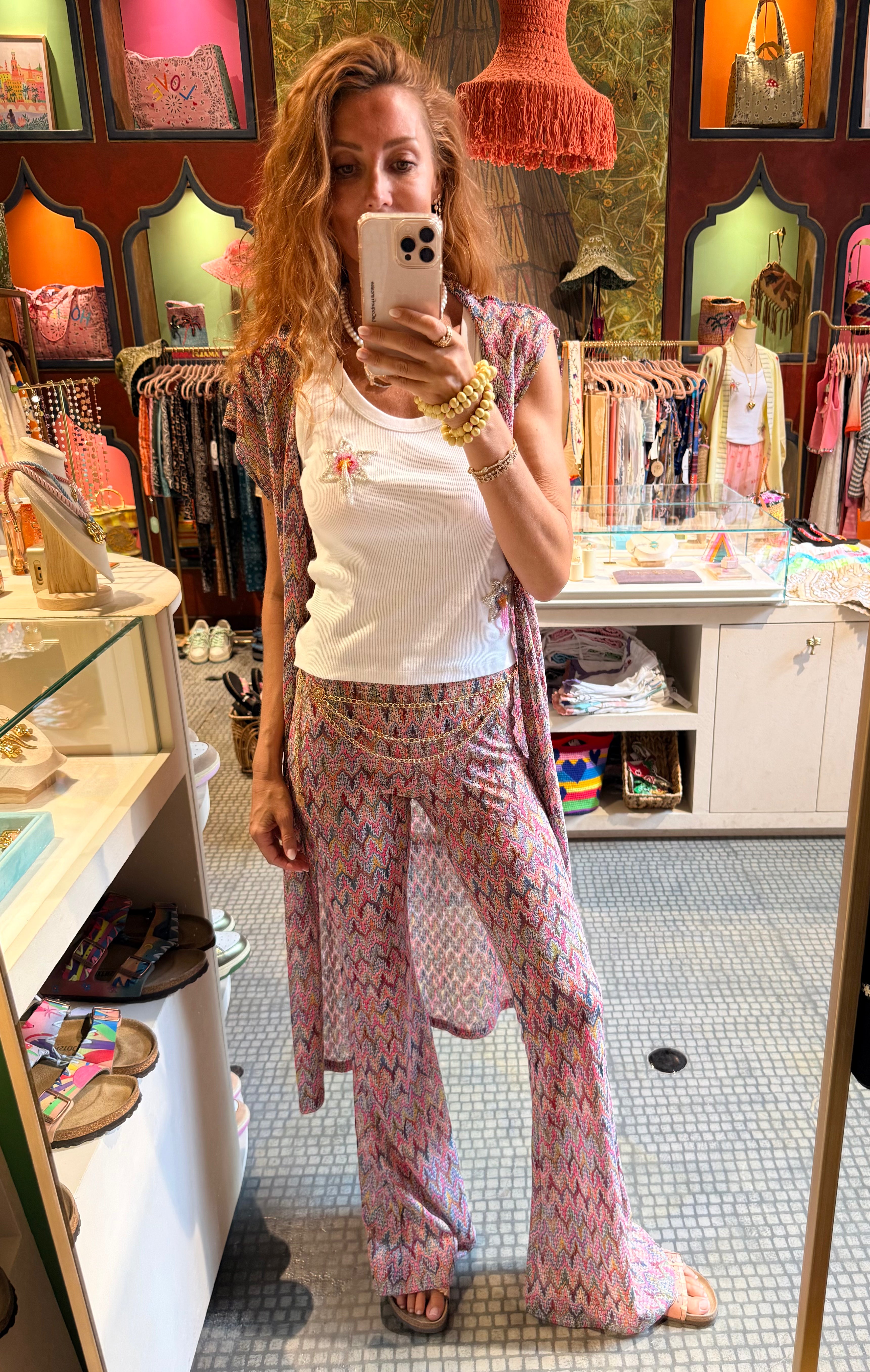 DAYDREAM CHEVRON PINK LONGLINE VEST