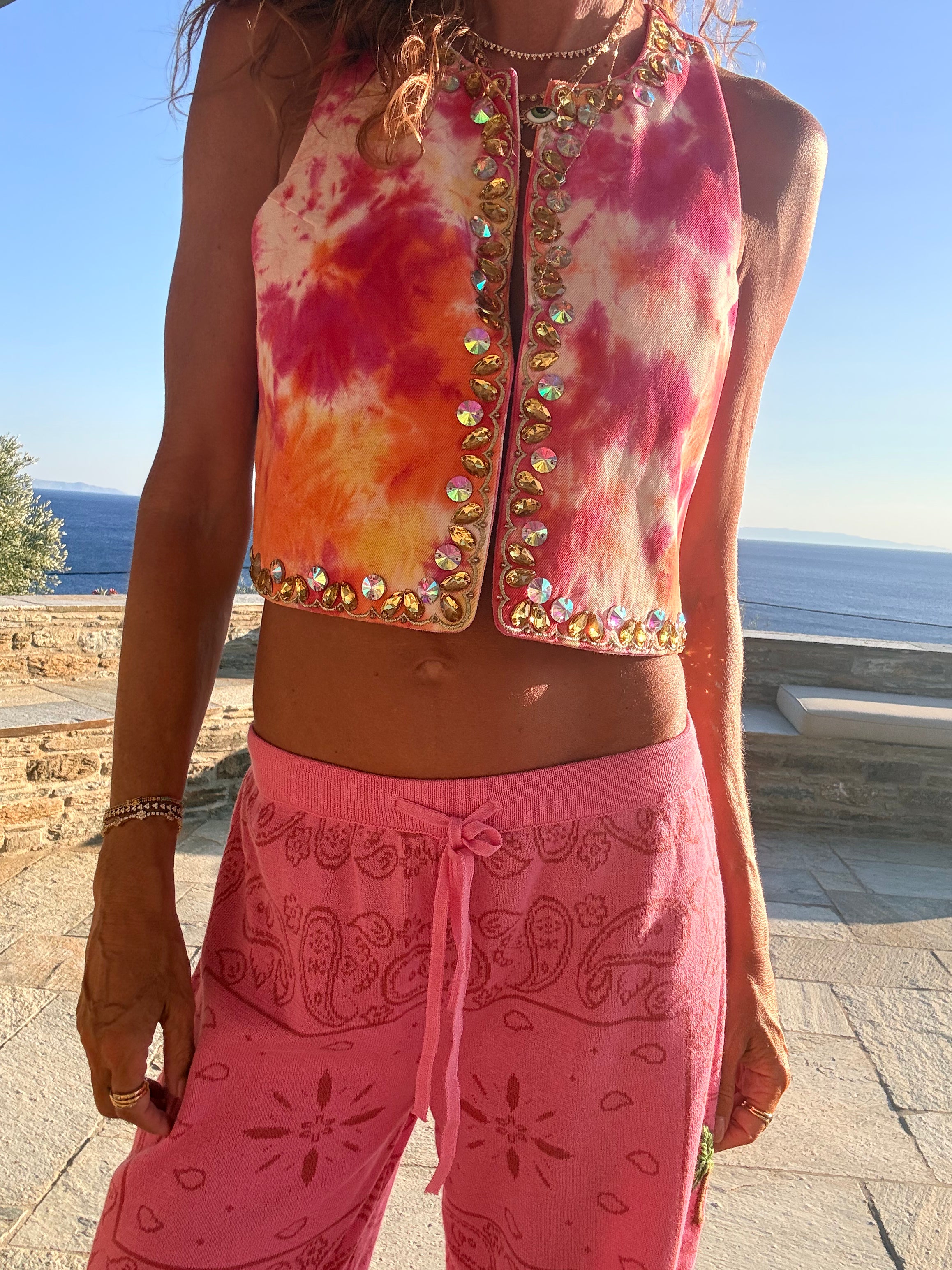 PALM BANDANA PANTS PINK