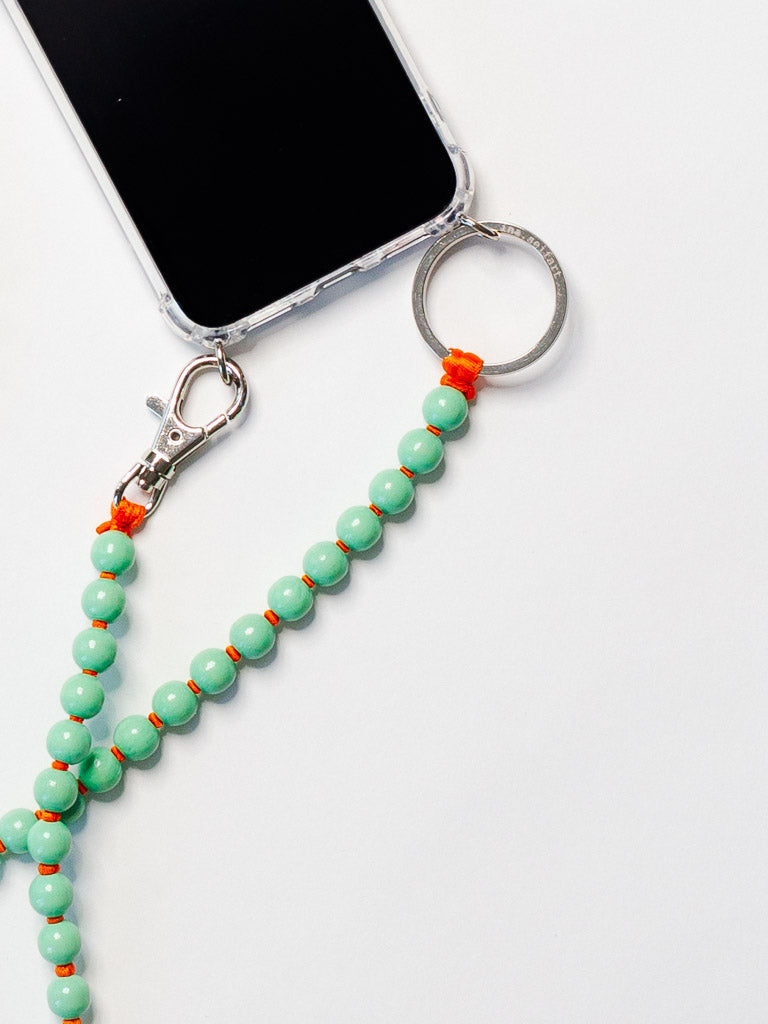 PHONE STRAP PASTEL GREEN ORANGE