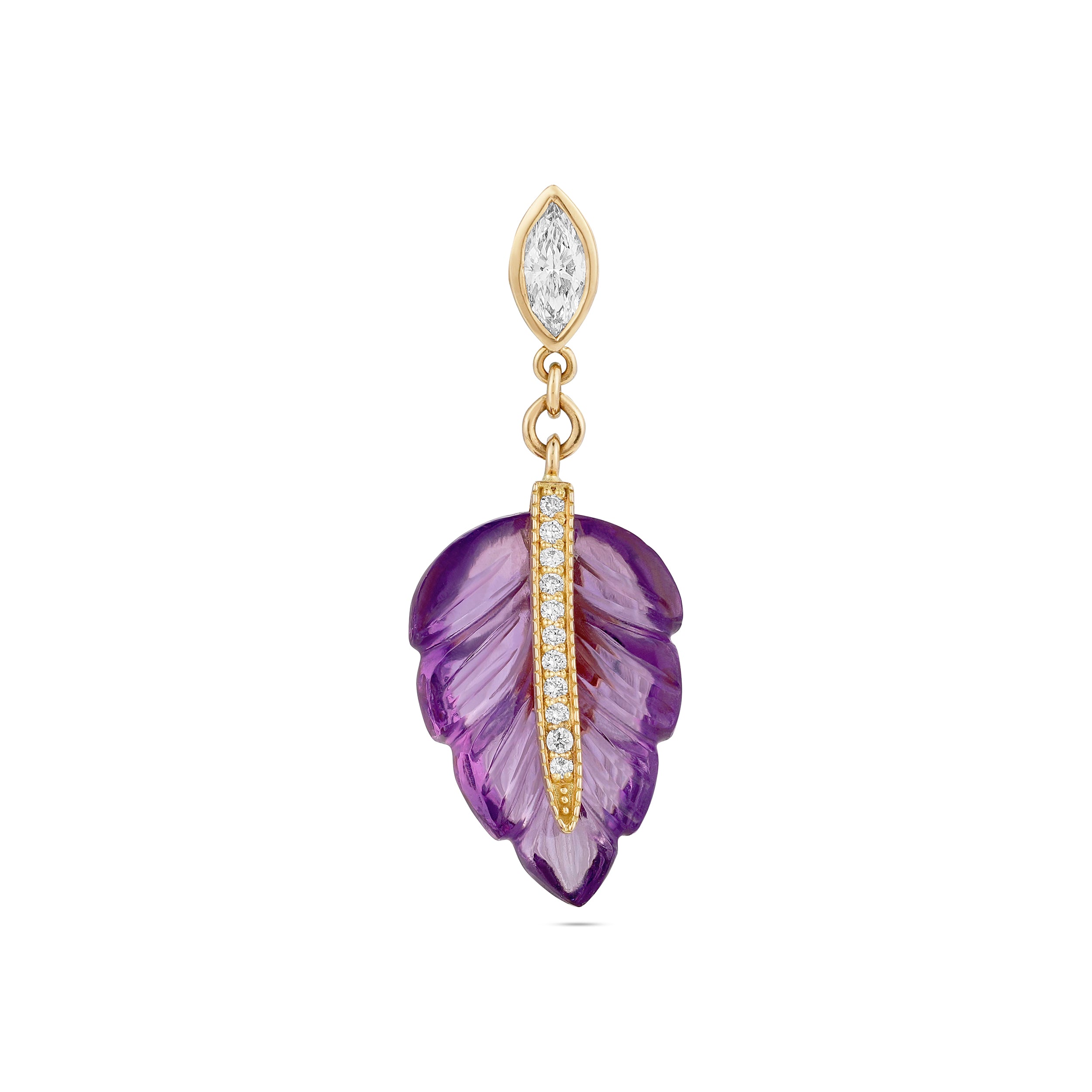 MARQUISE DIAMOND AMETHYST LEAF EARRING