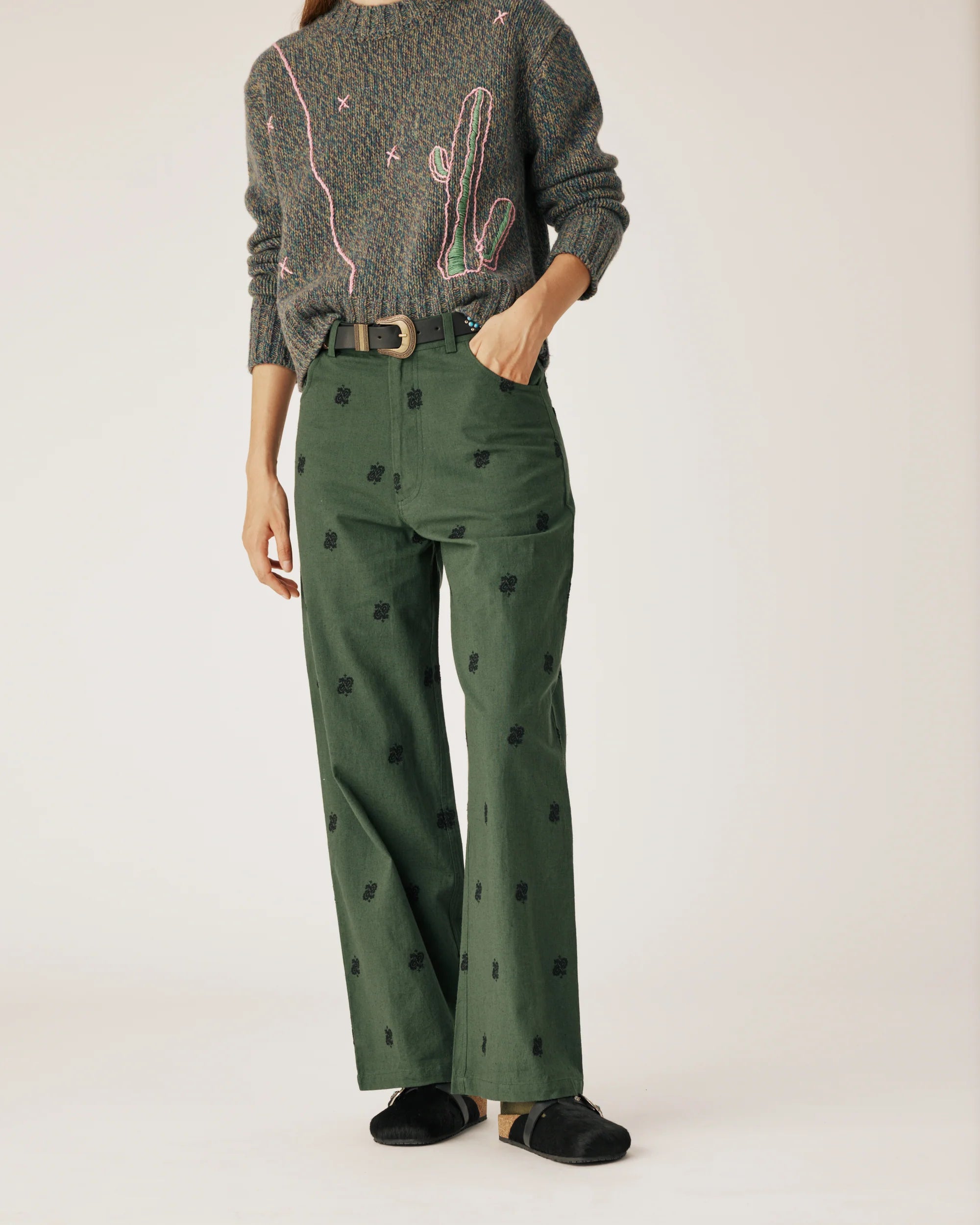 KAKI PAISLEY PANTS