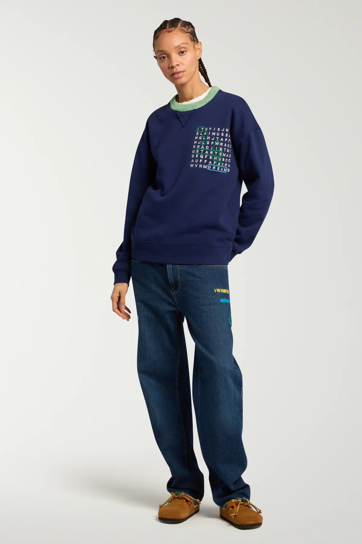 Riddle Embroidered Denim Jean