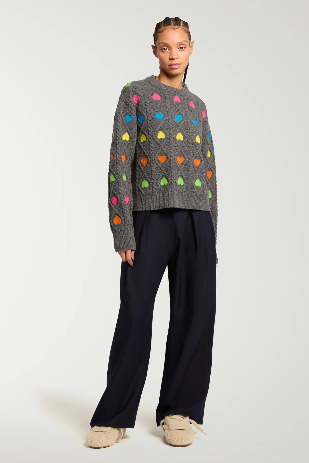 Heart Felted Cable Knit Jumper