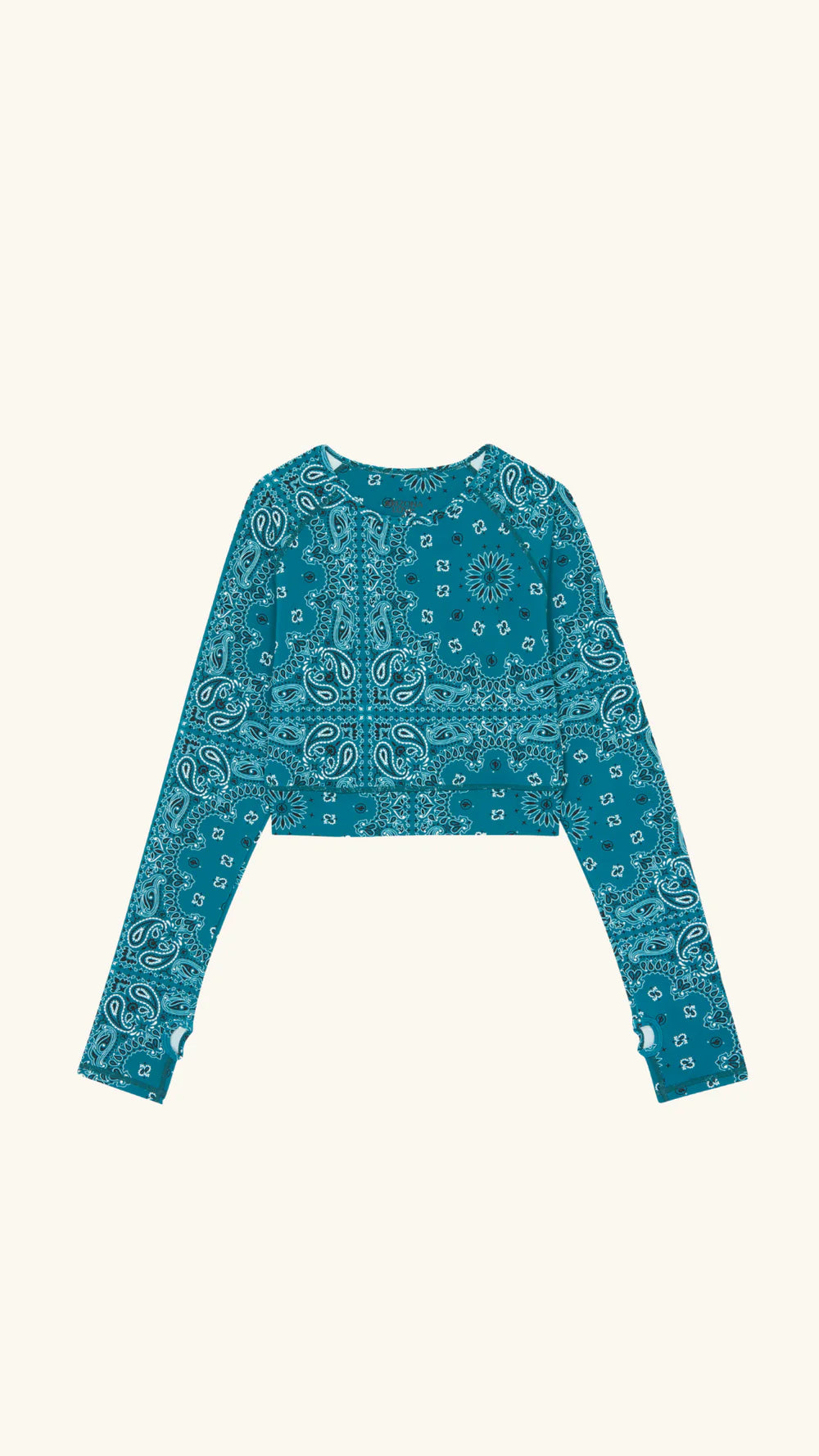 YOGA LONG SLEEVE TOP TEAL BANDANA