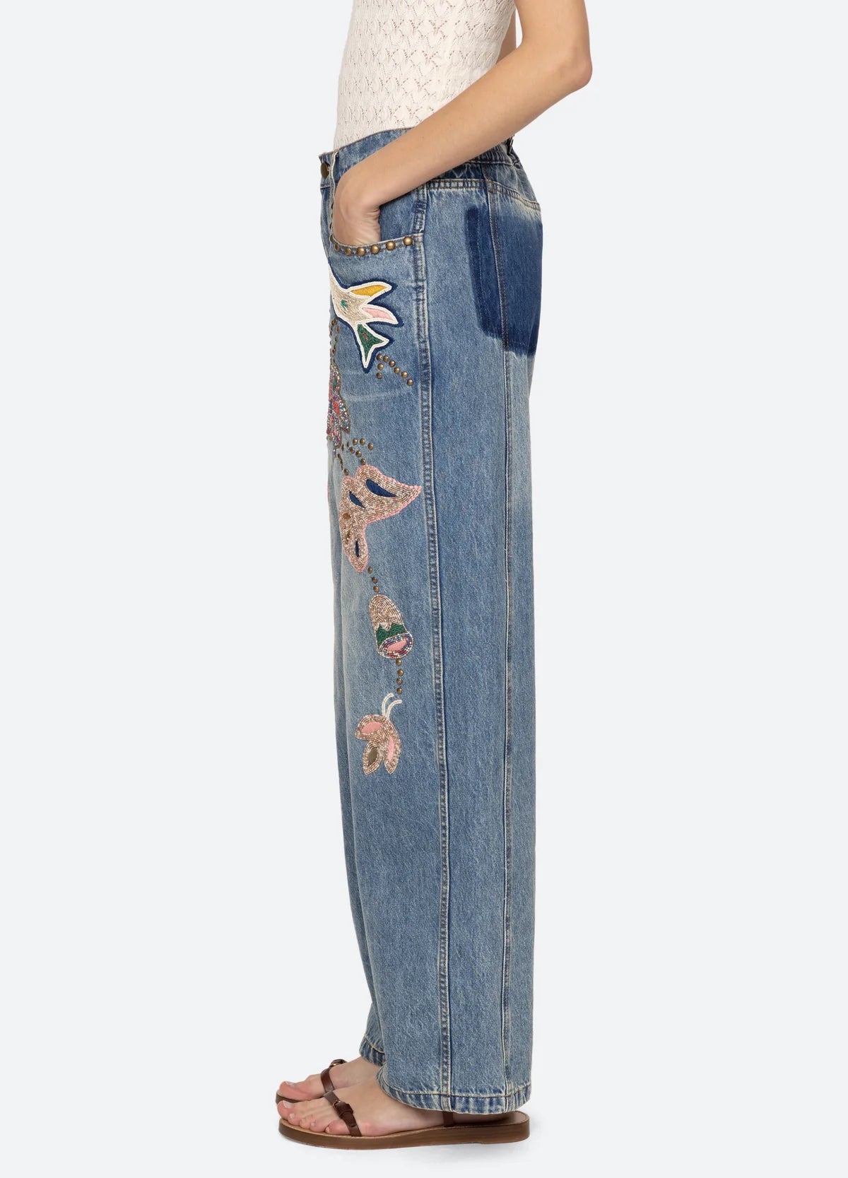 KARA BEADED DENIM JEANS