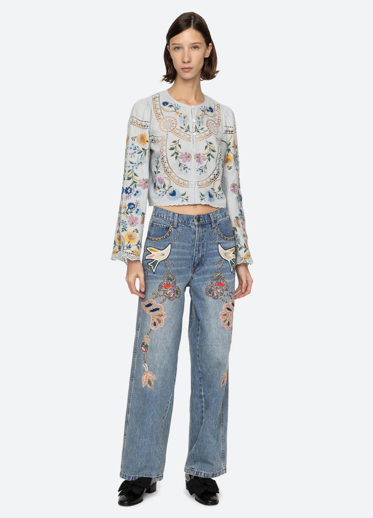 KARA BEADED DENIM JEANS
