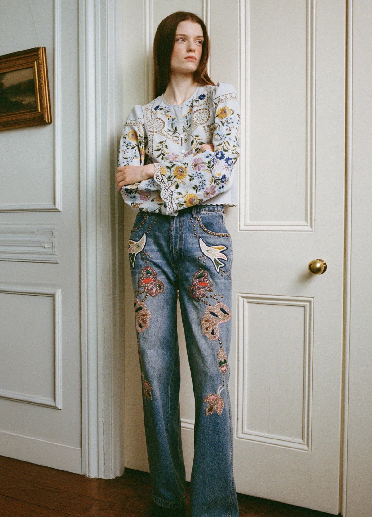 KARA BEADED DENIM JEANS