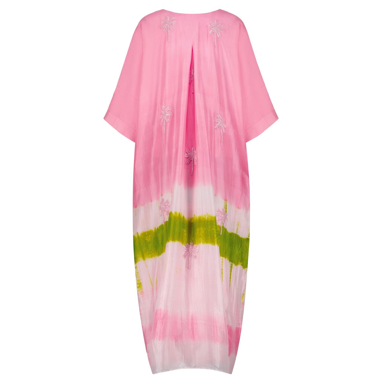 Pink tie dye green kaftan