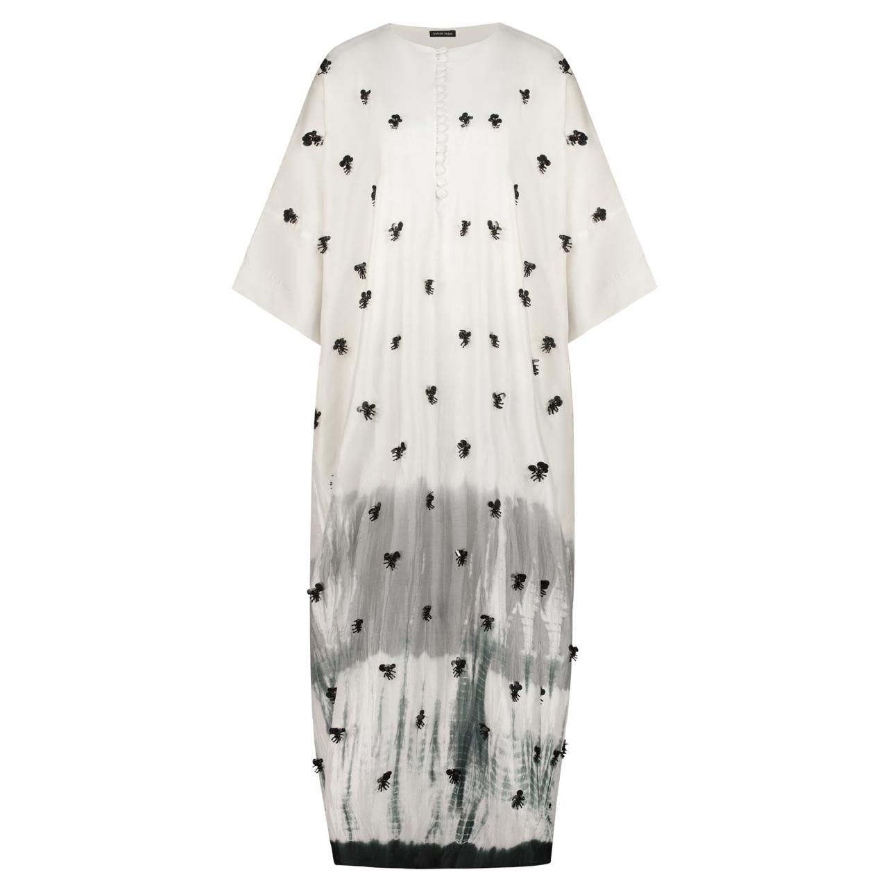 White and grey tie dye kaftan