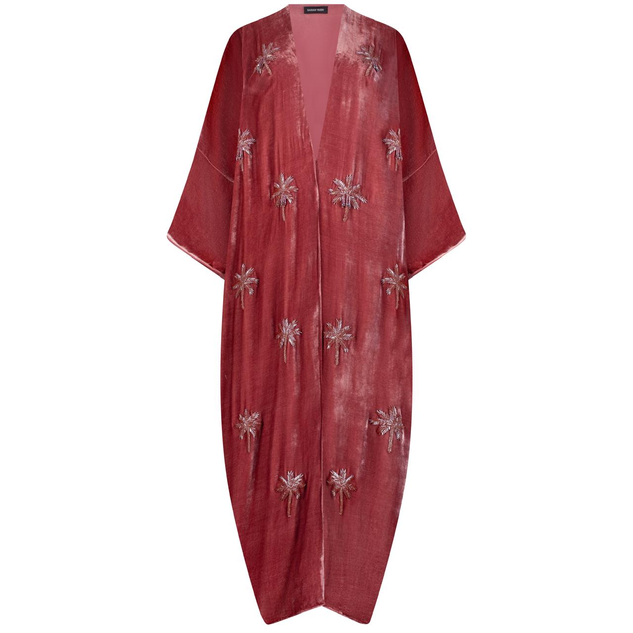 DESERT ROSE PINK VELVET ABAYA