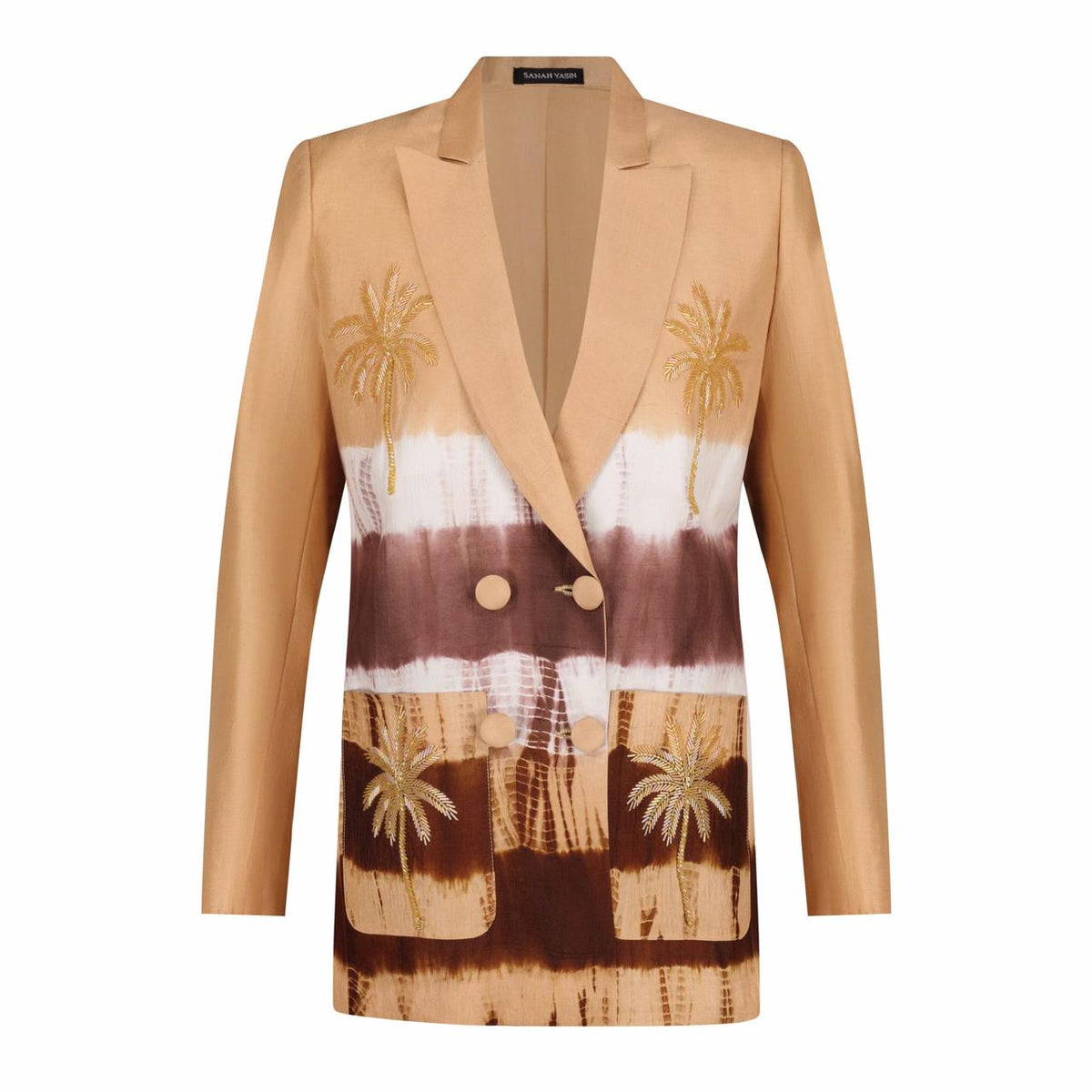 Sand tie dye silk blazer