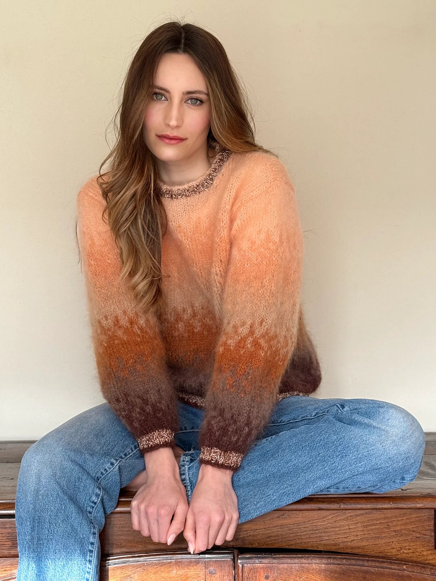 SWEATER TIE AND DYE NUDE/CHOCOLATE