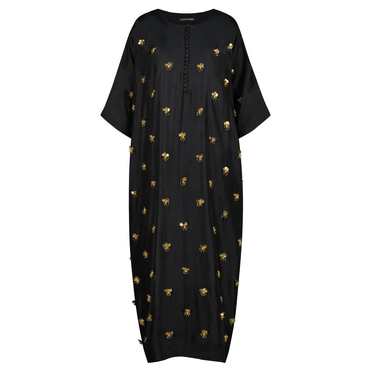 Black with gold petals kaftan