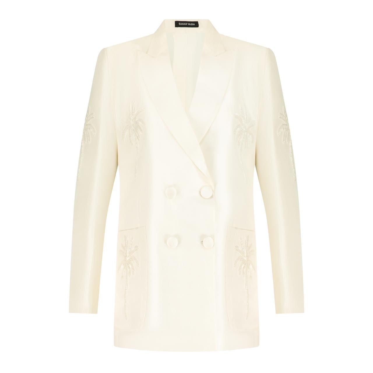 White silk blazer