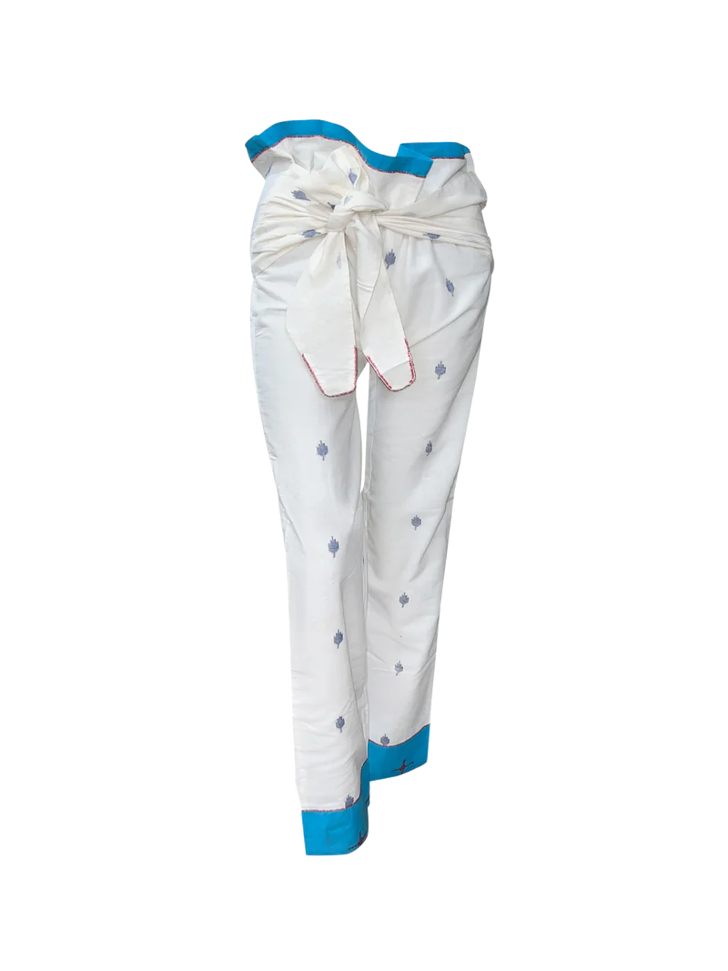 WHITE & TURQUOISE MAGIC PANTS