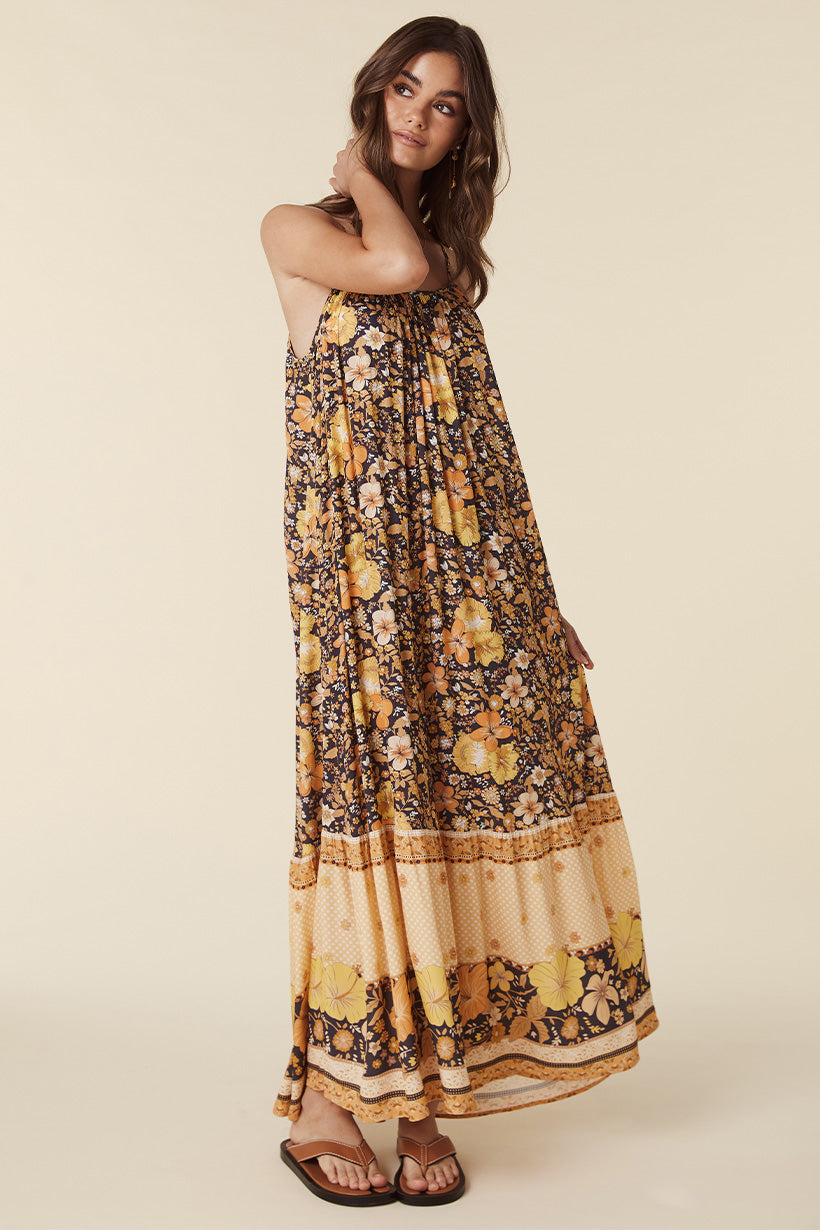 HIBISCUS LANE STRAPPY MAXI DRESS LICORICE